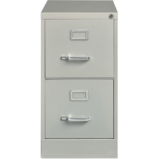 Lorell Fortress Series 26-1/2" Commercial-Grade Vertical File Cabinet - 15" x 26.5" x 28.4" - 2 x Drawer(s) for File - Letter - Vertical - Security Lock, Ball-bearing Suspension, Heavy Duty - Light Gray - Steel - Recycled