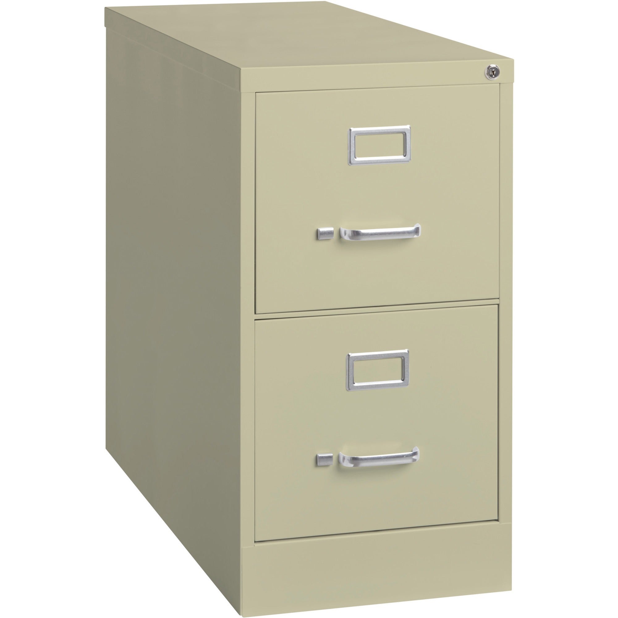 Lorell Fortress Series 26-1/2" Commercial-Grade Vertical File Cabinet - 15" x 26.5" x 28.4" - 2 x Drawer(s) for File - Letter - Vertical - Security Lock, Ball-bearing Suspension, Heavy Duty - Putty - Steel - Recycled - 