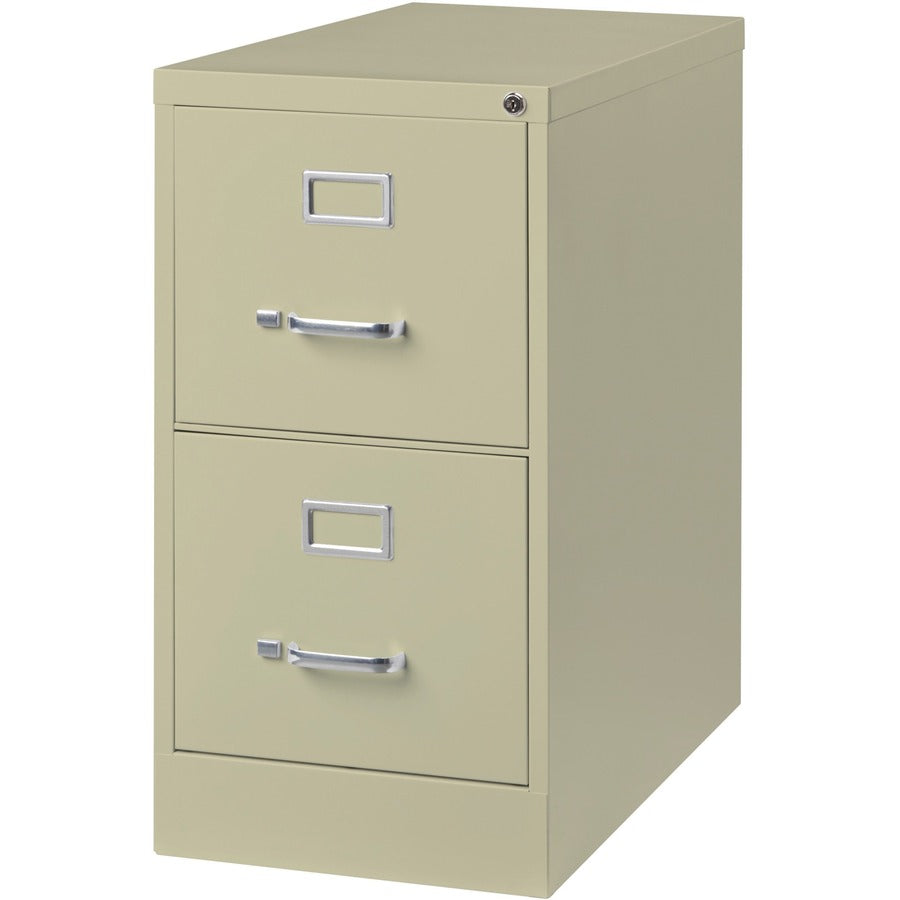 Lorell Fortress Series 26-1/2" Commercial-Grade Vertical File Cabinet - 15" x 26.5" x 28.4" - 2 x Drawer(s) for File - Letter - Vertical - Security Lock, Ball-bearing Suspension, Heavy Duty - Putty - Steel - Recycled