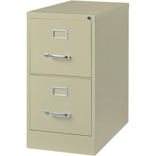 Lorell Fortress Series 26-1/2" Commercial-Grade Vertical File Cabinet - 15" x 26.5" x 28.4" - 2 x Drawer(s) for File - Letter - Vertical - Security Lock, Ball-bearing Suspension, Heavy Duty - Putty - Steel - Recycled