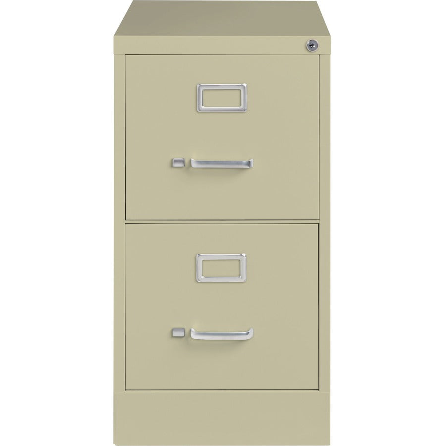 Lorell Fortress Series 26-1/2" Commercial-Grade Vertical File Cabinet - 15" x 26.5" x 28.4" - 2 x Drawer(s) for File - Letter - Vertical - Security Lock, Ball-bearing Suspension, Heavy Duty - Putty - Steel - Recycled
