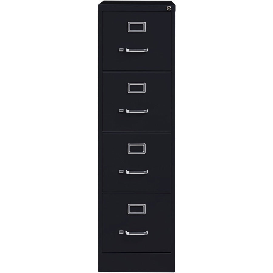 Lorell Fortress Series 25" Commercial-Grade Vertical File Cabinet - 15" x 25" x 52" - 4 x Drawer(s) for File - Letter - Vertical - Security Lock, Ball-bearing Suspension, Heavy Duty - Black - Steel - Recycled