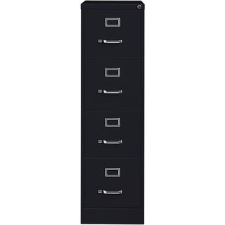Lorell Fortress Series 25" Commercial-Grade Vertical File Cabinet - 15" x 25" x 52" - 4 x Drawer(s) for File - Letter - Vertical - Security Lock, Ball-bearing Suspension, Heavy Duty - Black - Steel - Recycled