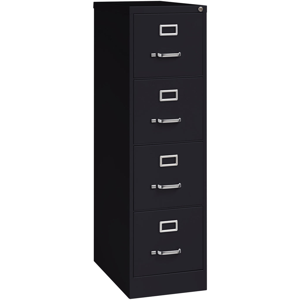 Lorell Fortress Series 25" Commercial-Grade Vertical File Cabinet - 15" x 25" x 52" - 4 x Drawer(s) for File - Letter - Vertical - Security Lock, Ball-bearing Suspension, Heavy Duty - Black - Steel - Recycled