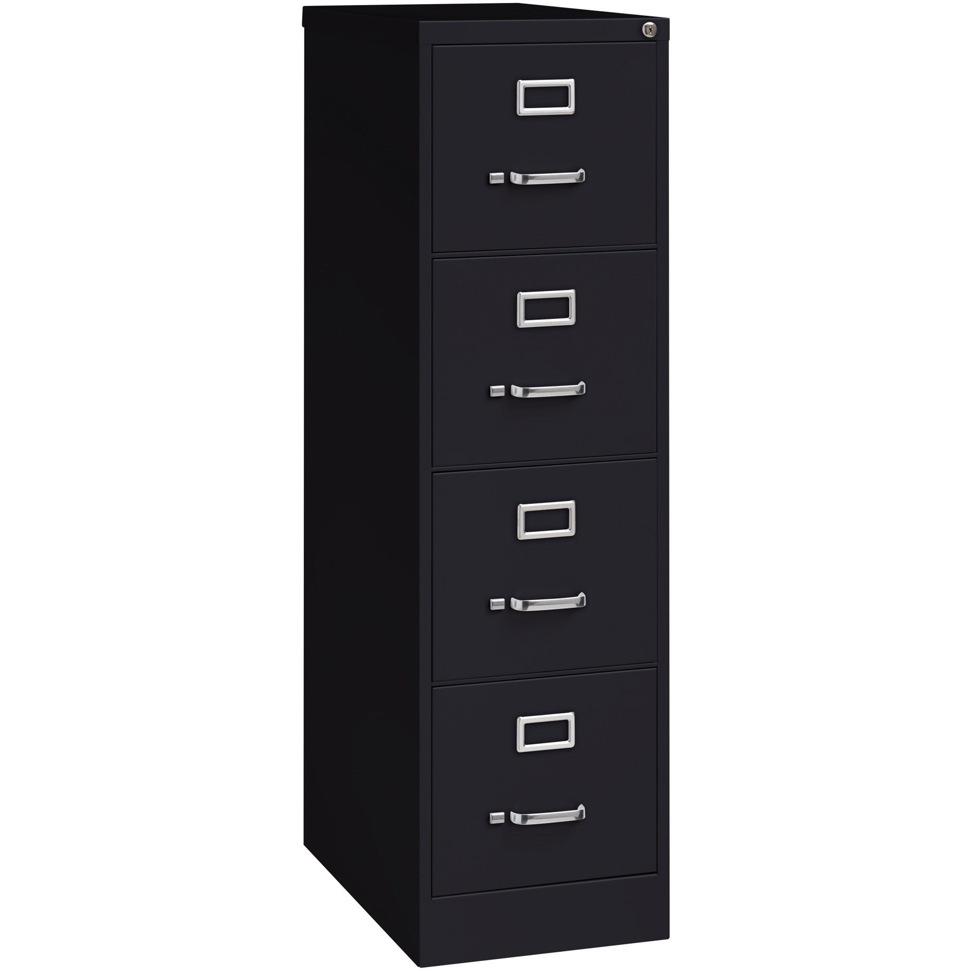 Lorell Fortress Series 25" Commercial-Grade Vertical File Cabinet - 15" x 25" x 52" - 4 x Drawer(s) for File - Letter - Vertical - Security Lock, Ball-bearing Suspension, Heavy Duty - Black - Steel - Recycled