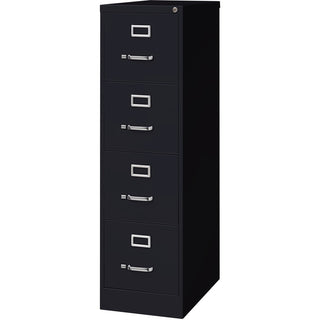 Lorell Fortress Series 25" Commercial-Grade Vertical File Cabinet - 15" x 25" x 52" - 4 x Drawer(s) for File - Letter - Vertical - Security Lock, Ball-bearing Suspension, Heavy Duty - Black - Steel - Recycled