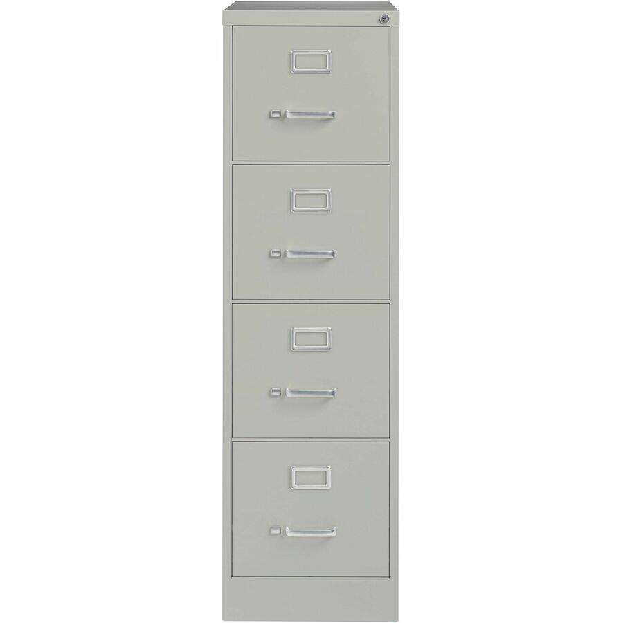 Lorell Fortress Series 25" Commercial-Grade Vertical File Cabinet - 15" x 25" x 52" - 4 x Drawer(s) for File - Letter - Vertical - Security Lock, Ball-bearing Suspension, Heavy Duty - Light Gray - Steel - Recycled