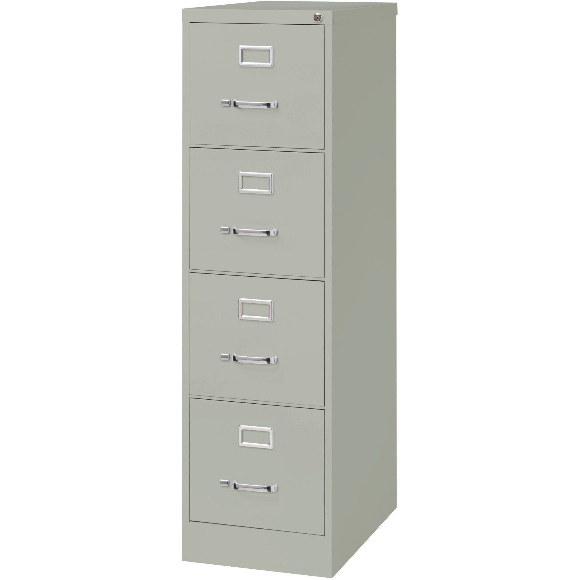 Lorell Fortress Series 25" Commercial-Grade Vertical File Cabinet - 15" x 25" x 52" - 4 x Drawer(s) for File - Letter - Vertical - Security Lock, Ball-bearing Suspension, Heavy Duty - Light Gray - Steel - Recycled - 