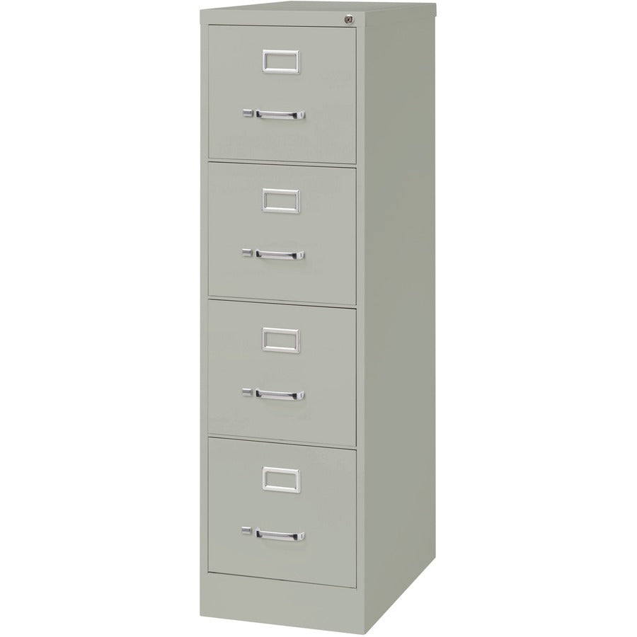 Lorell Fortress Series 25" Commercial-Grade Vertical File Cabinet - 15" x 25" x 52" - 4 x Drawer(s) for File - Letter - Vertical - Security Lock, Ball-bearing Suspension, Heavy Duty - Light Gray - Steel - Recycled