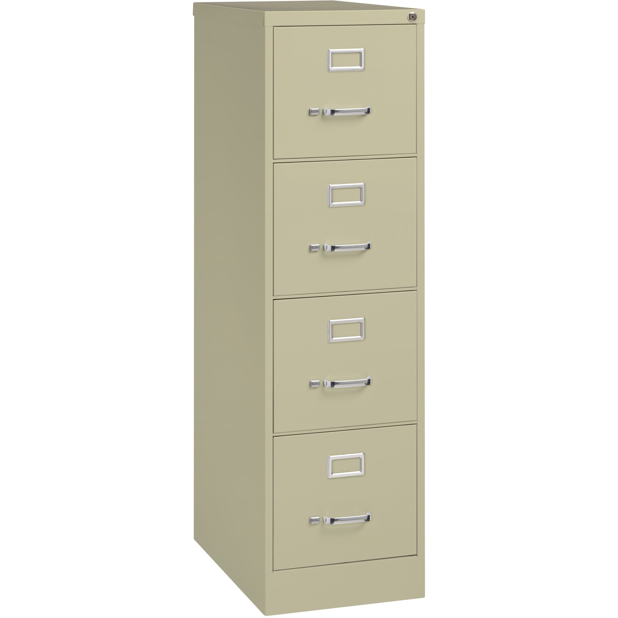 Lorell Fortress Series 25" Commercial-Grade Vertical File Cabinet - 15" x 25" x 52" - 4 x Drawer(s) for File - Letter - Vertical - Security Lock, Ball-bearing Suspension, Heavy Duty - Putty - Steel - Recycled - 