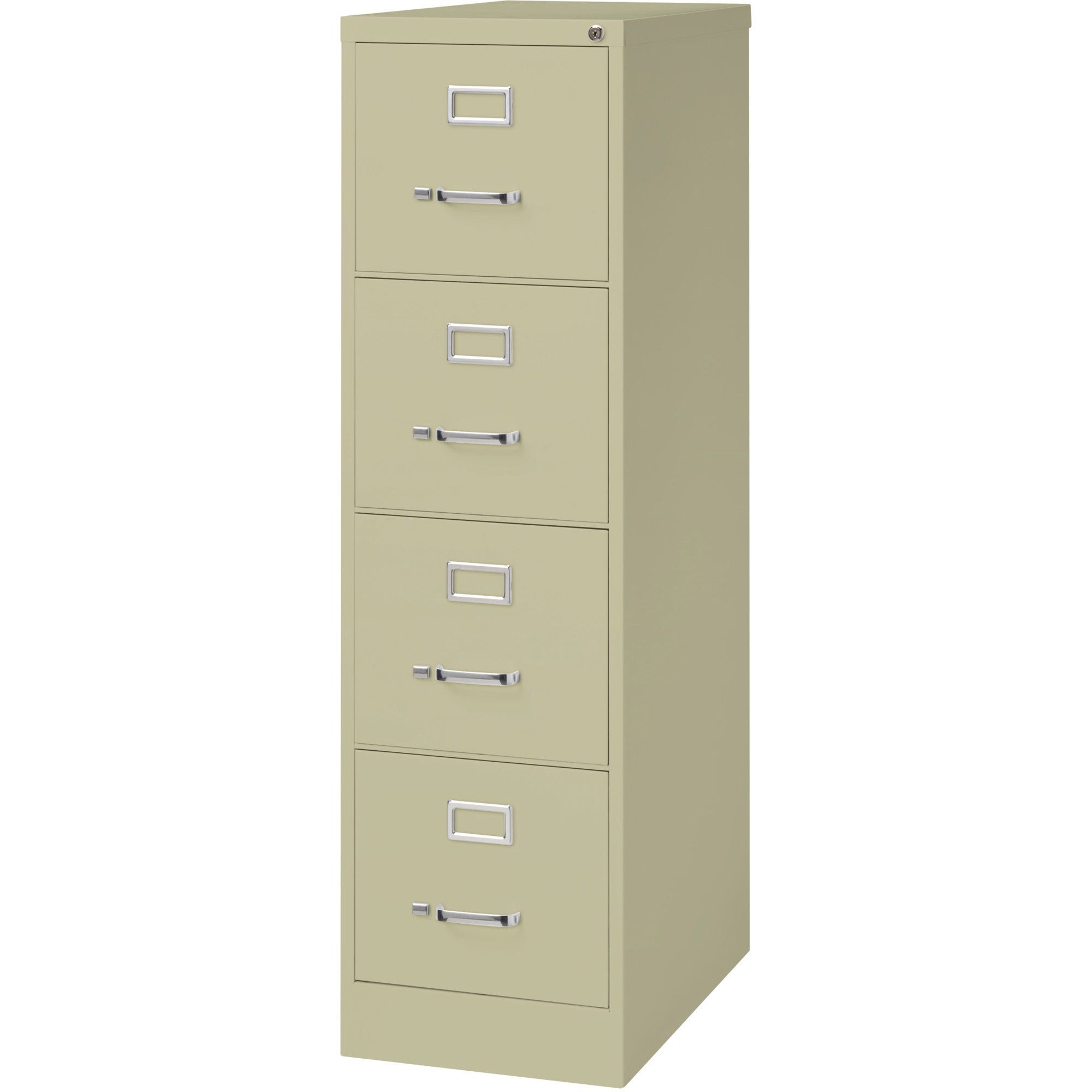 Lorell Fortress Series 25" Commercial-Grade Vertical File Cabinet - 15" x 25" x 52" - 4 x Drawer(s) for File - Letter - Vertical - Security Lock, Ball-bearing Suspension, Heavy Duty - Putty - Steel - Recycled - 