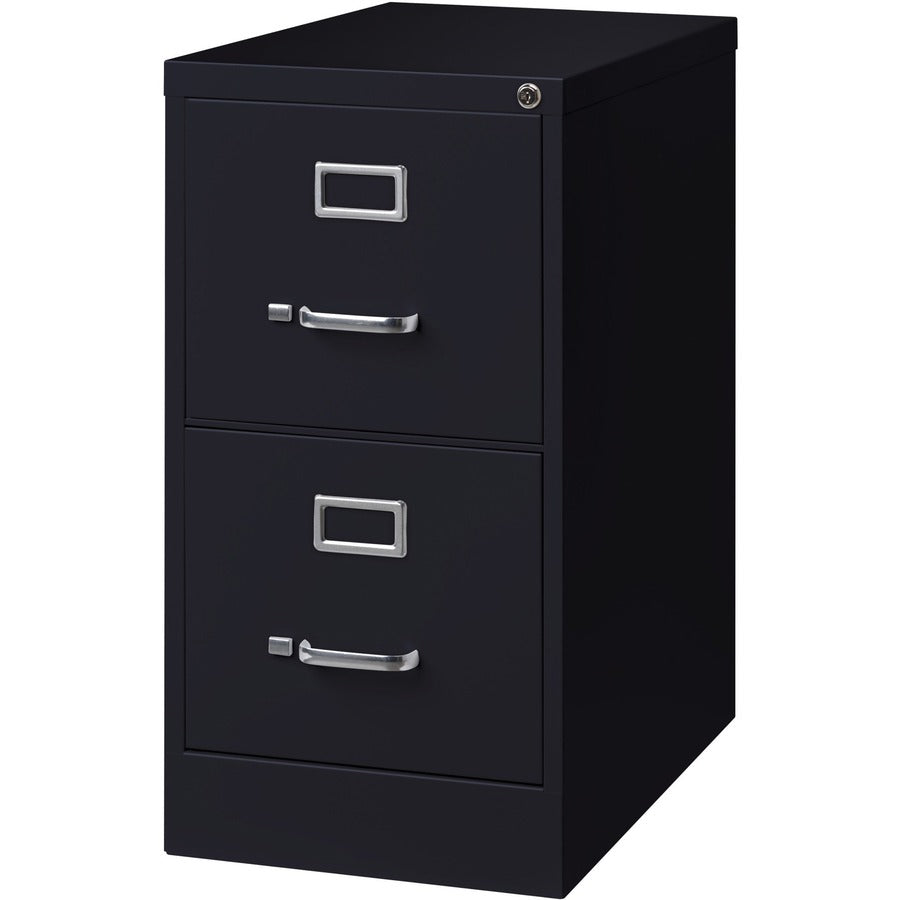 Lorell Fortress Series 25" Commercial-Grade Vertical File Cabinet - 15" x 25" x 28.4" - 2 x Drawer(s) for File - Letter - Vertical - Security Lock, Ball-bearing Suspension, Heavy Duty - Black - Steel - Recycled