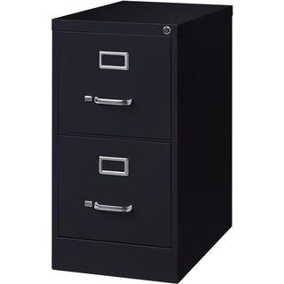 Lorell Fortress Series 25" Commercial-Grade Vertical File Cabinet - 15" x 25" x 28.4" - 2 x Drawer(s) for File - Letter - Vertical - Security Lock, Ball-bearing Suspension, Heavy Duty - Black - Steel - Recycled