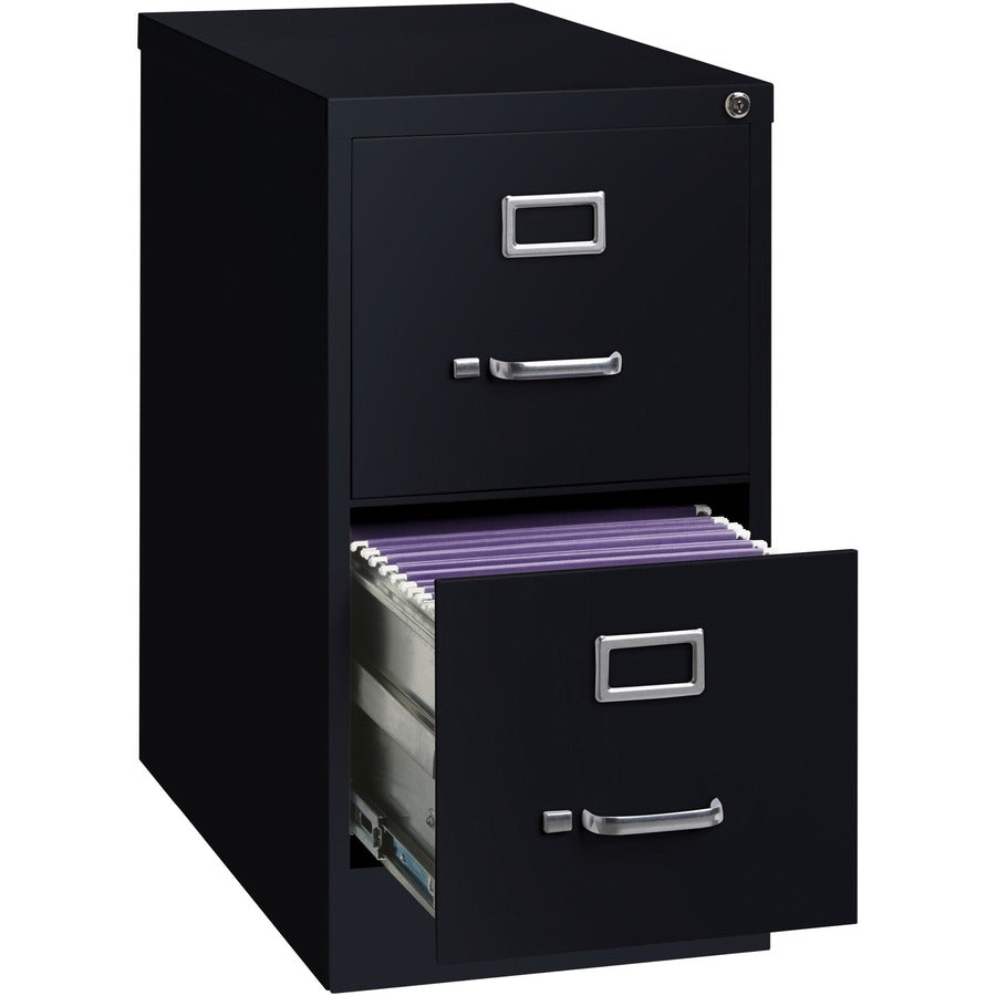 Lorell Fortress Series 25" Commercial-Grade Vertical File Cabinet - 15" x 25" x 28.4" - 2 x Drawer(s) for File - Letter - Vertical - Security Lock, Ball-bearing Suspension, Heavy Duty - Black - Steel - Recycled