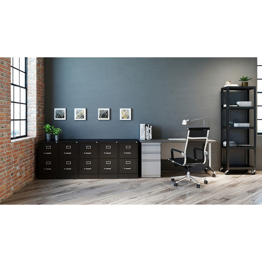 Lorell Fortress Series 25" Commercial-Grade Vertical File Cabinet - 15" x 25" x 28.4" - 2 x Drawer(s) for File - Letter - Vertical - Security Lock, Ball-bearing Suspension, Heavy Duty - Black - Steel - Recycled - 