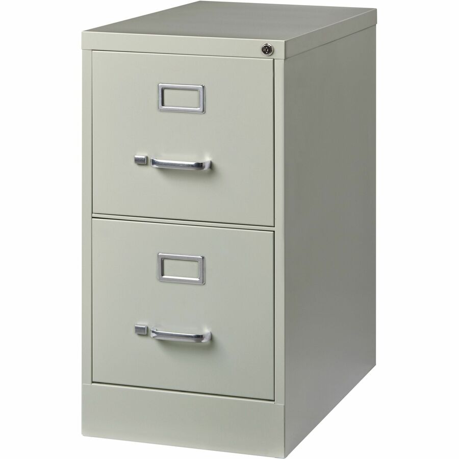 Lorell Fortress Series 25" Commercial-Grade Vertical File Cabinet - 15" x 25" x 28.4" - 2 x Drawer(s) for File - Letter - Vertical - Security Lock, Ball-bearing Suspension, Heavy Duty - Light Gray - Steel - Recycled
