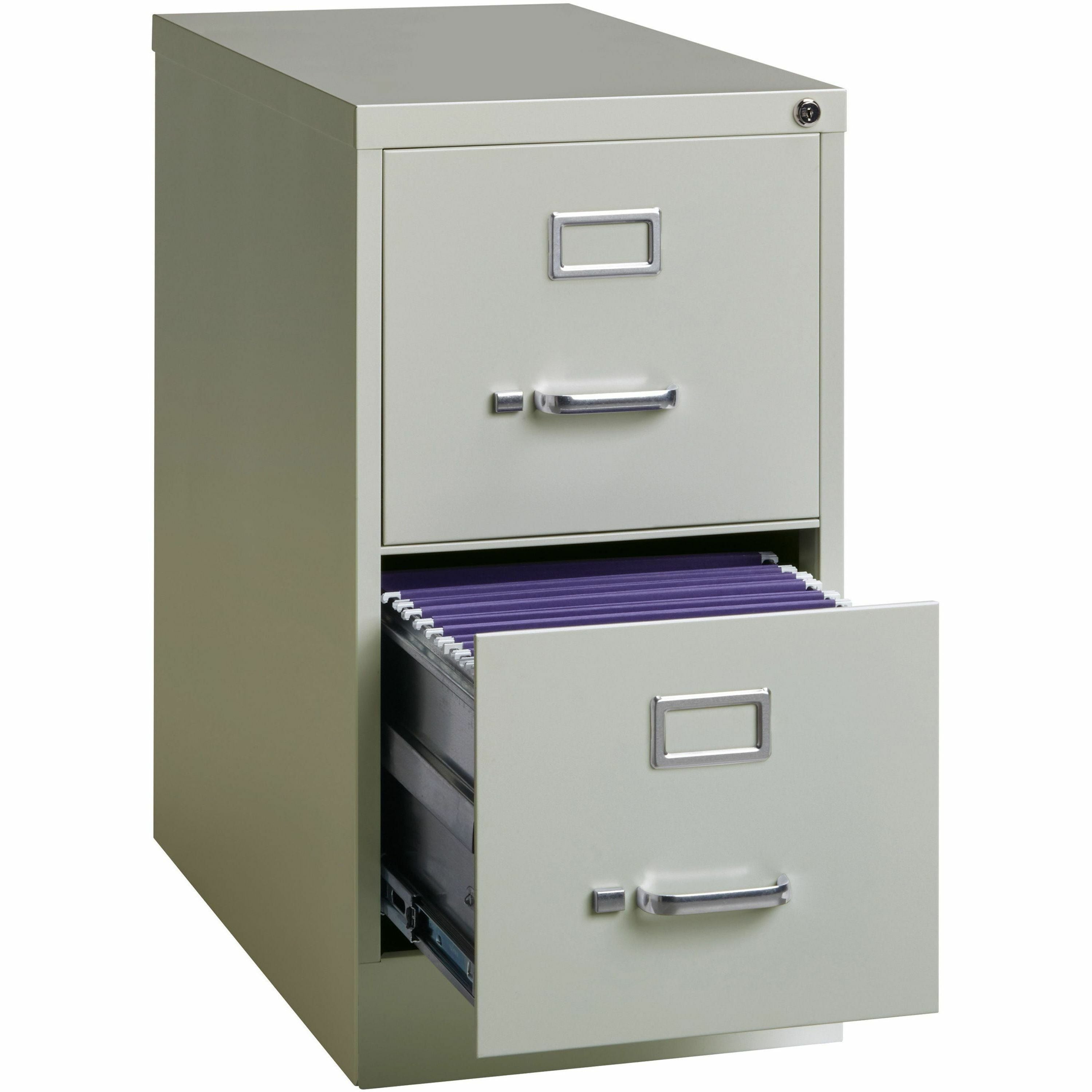 Lorell Fortress Series 25" Commercial-Grade Vertical File Cabinet - 15" x 25" x 28.4" - 2 x Drawer(s) for File - Letter - Vertical - Security Lock, Ball-bearing Suspension, Heavy Duty - Light Gray - Steel - Recycled - 
