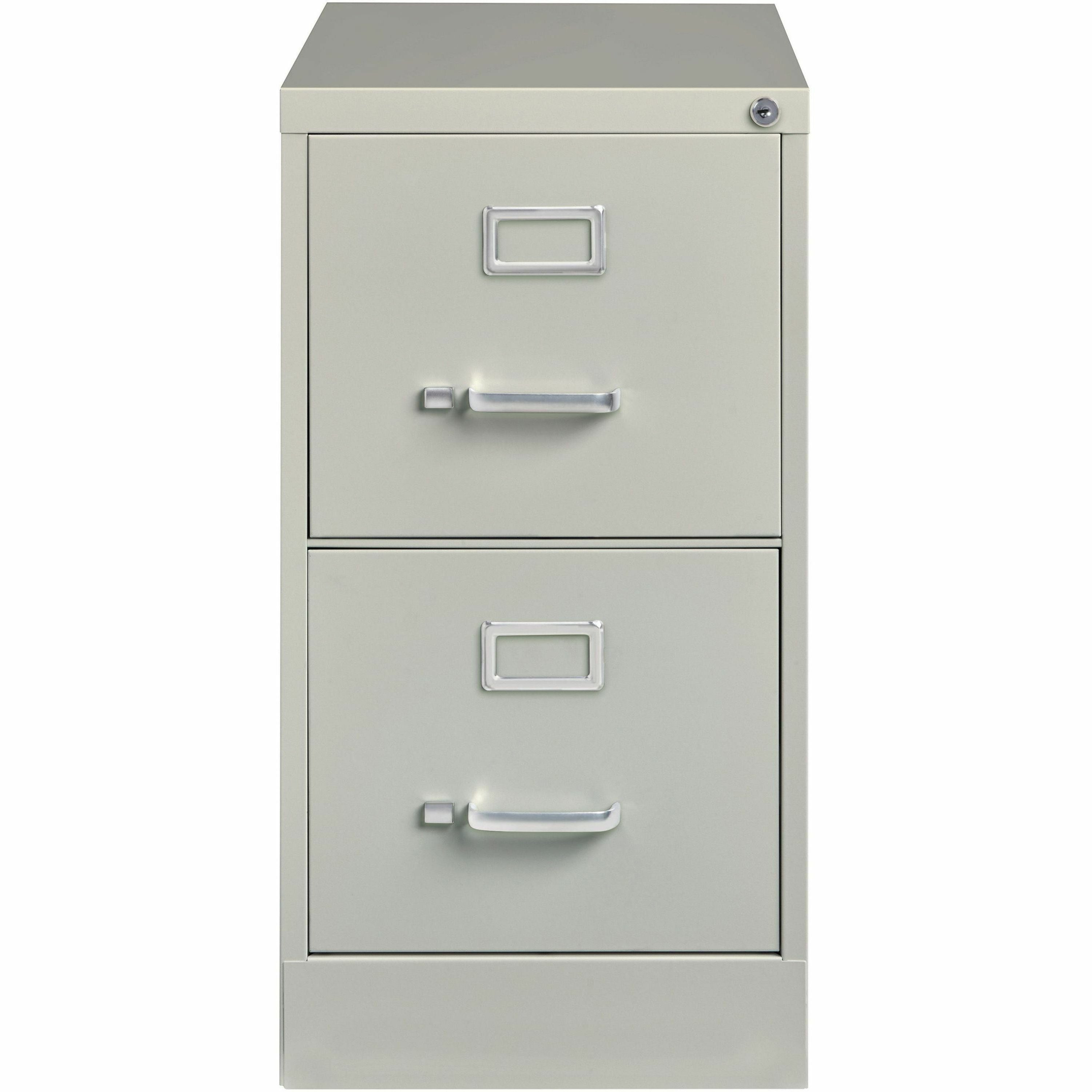 Lorell Fortress Series 25" Commercial-Grade Vertical File Cabinet - 15" x 25" x 28.4" - 2 x Drawer(s) for File - Letter - Vertical - Security Lock, Ball-bearing Suspension, Heavy Duty - Light Gray - Steel - Recycled - 