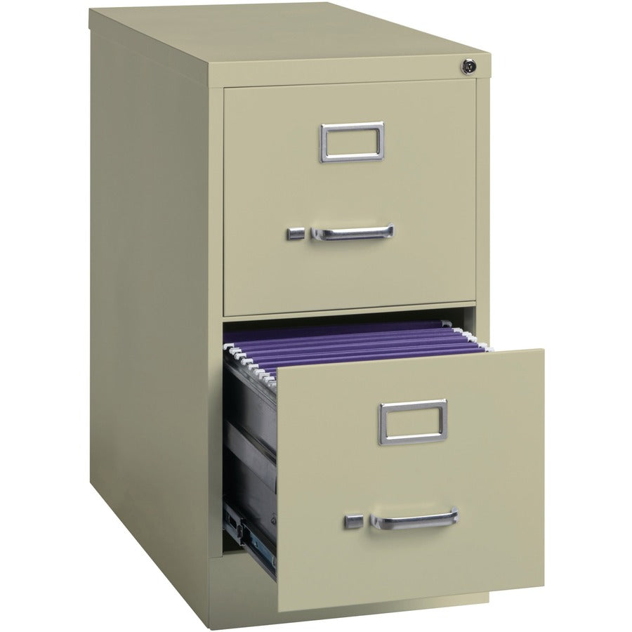 Lorell Fortress Series 25" Commercial-Grade Vertical File Cabinet - 15" x 25" x 28.4" - 2 x Drawer(s) for File - Letter - Vertical - Security Lock, Ball-bearing Suspension, Heavy Duty - Putty - Steel - Recycled