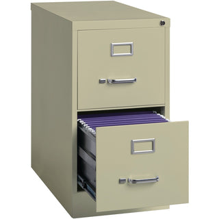 Lorell Fortress Series 25" Commercial-Grade Vertical File Cabinet - 15" x 25" x 28.4" - 2 x Drawer(s) for File - Letter - Vertical - Security Lock, Ball-bearing Suspension, Heavy Duty - Putty - Steel - Recycled
