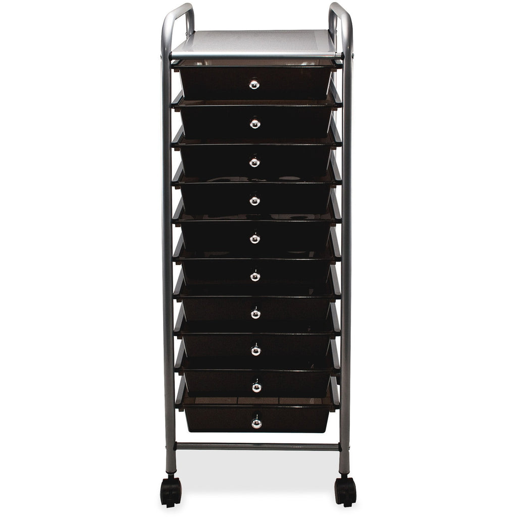 Portable Drawer Organizer, Metal, 1 Shelf, 10 Drawers, 13" x 15.38" x 37.75", Matte Gray/Smoke