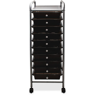 Portable Drawer Organizer, Metal, 1 Shelf, 10 Drawers, 13" x 15.38" x 37.75", Matte Gray/Smoke