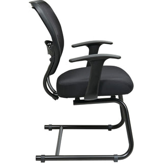 Office Star Professional Air Grid Back Visitors Chair - Black Seat - Sled Base - Black - 1 Each