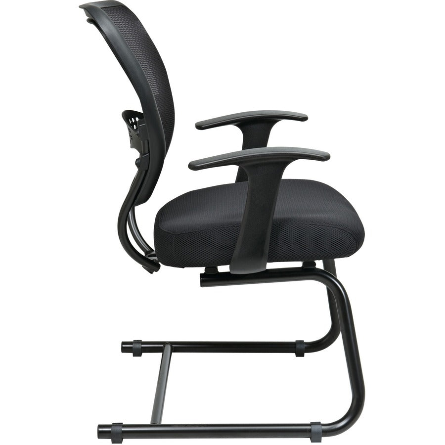 Office Star Professional Air Grid Back Visitors Chair - Black Seat - Sled Base - Black - 1 Each