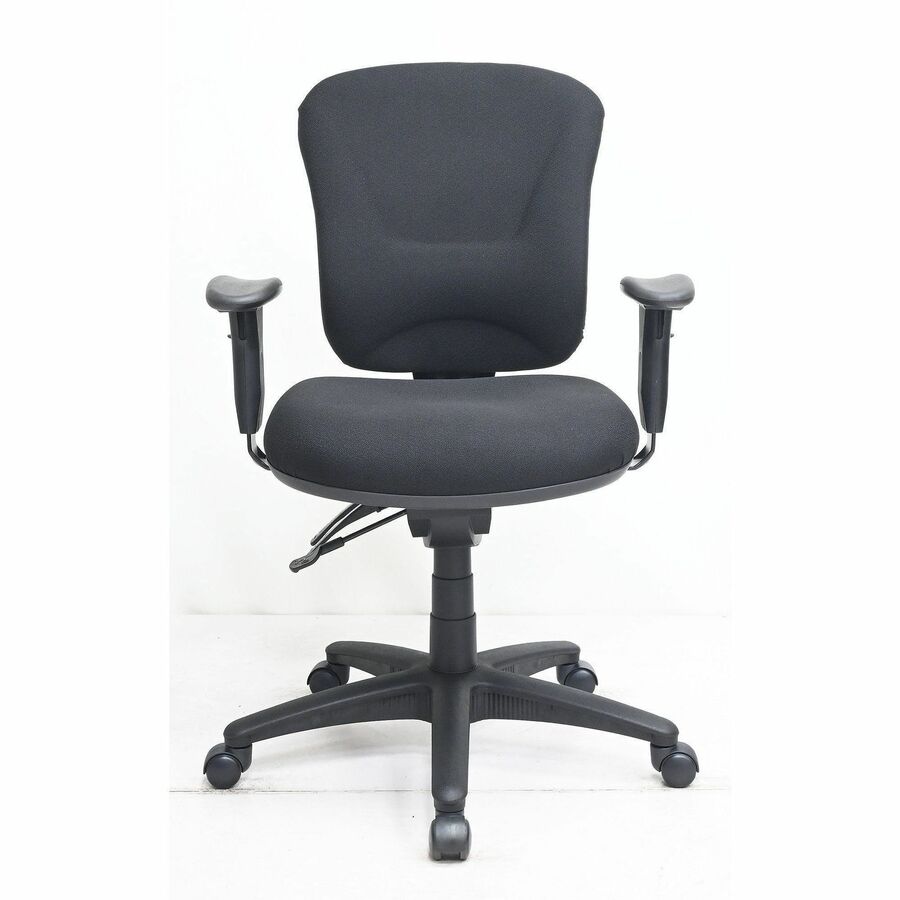 Lorell Accord Series Mid-Back Task Chair - Black Polyester Seat - Black Frame - 1 Each