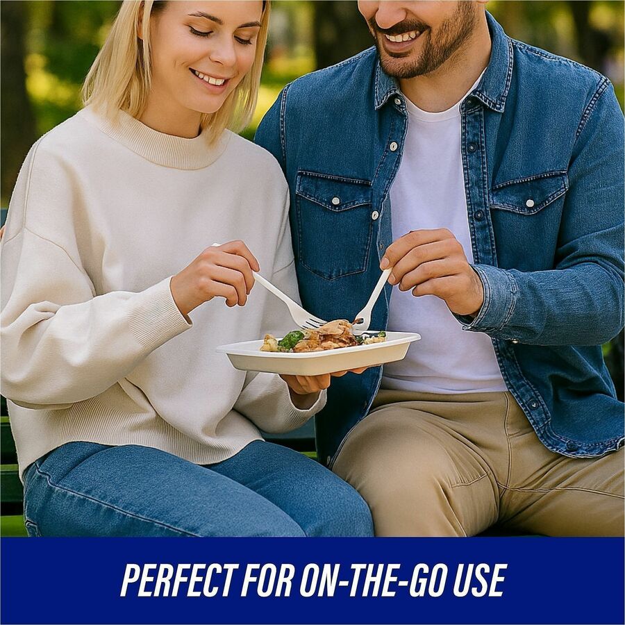 Genuine Joe Heavyweight White Plastic Forks - 100/Box - Disposable - White