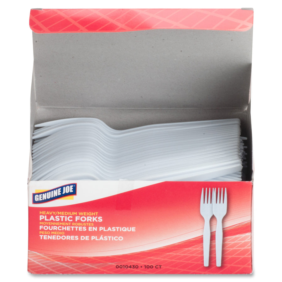 genuine-joe-heavyweight-white-plastic-forks-100-box-disposable-white_gjo0010430 - 3