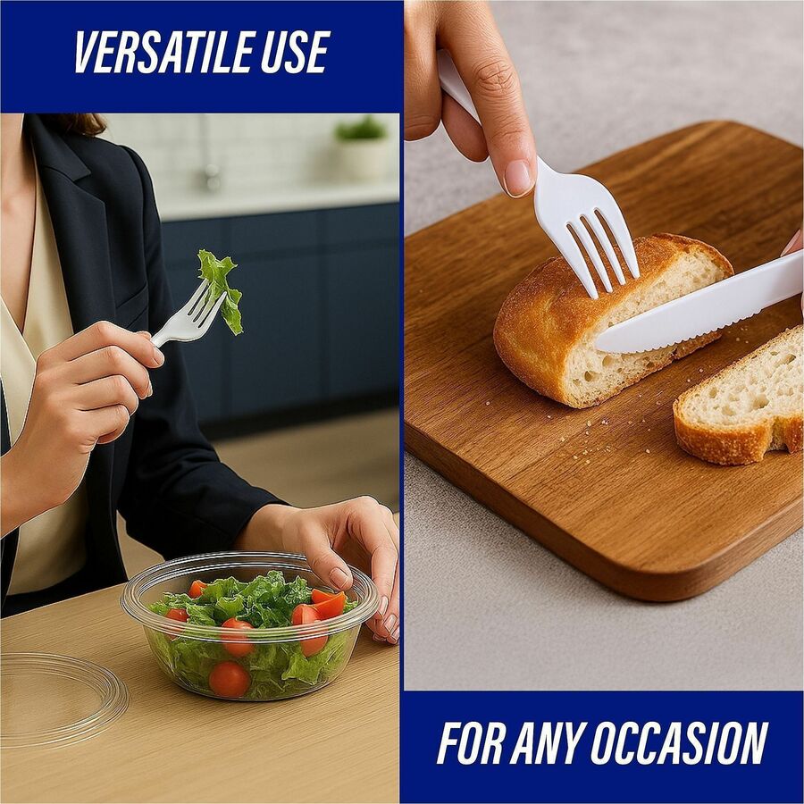 Genuine Joe Heavyweight White Plastic Forks - 100/Box - Disposable - White