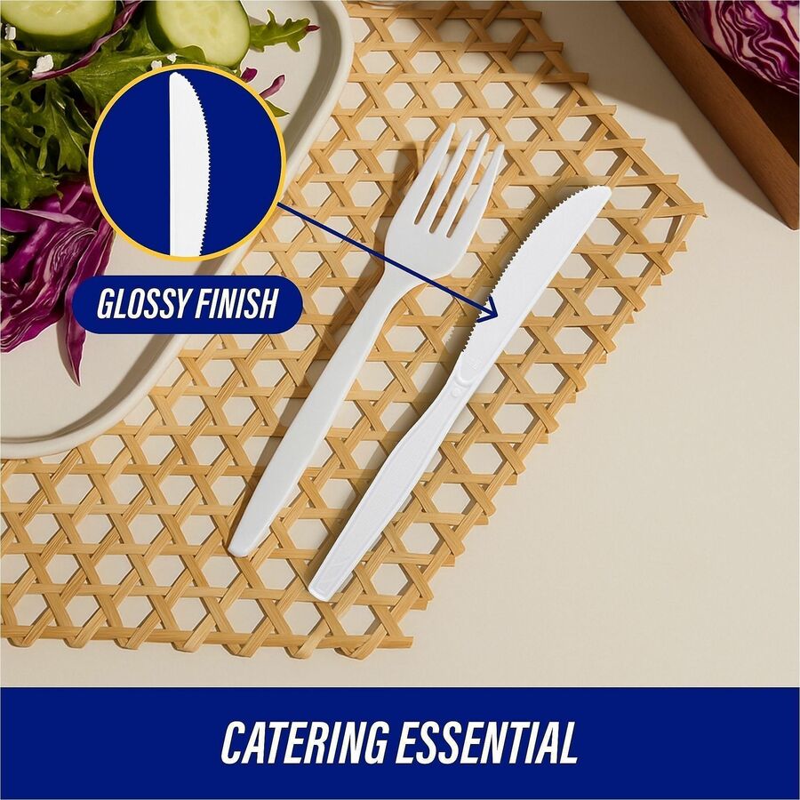 Genuine Joe Heavyweight Disposable Knives - 100/Box - Disposable - White