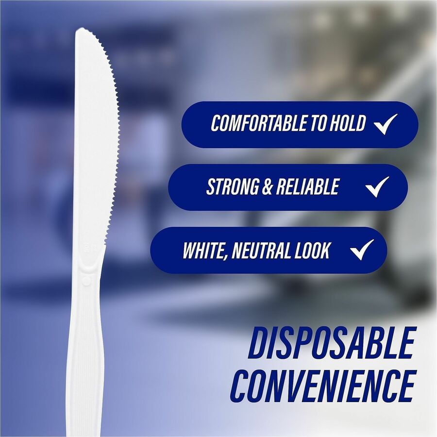 Genuine Joe Heavyweight Disposable Knives - 100/Box - Disposable - White