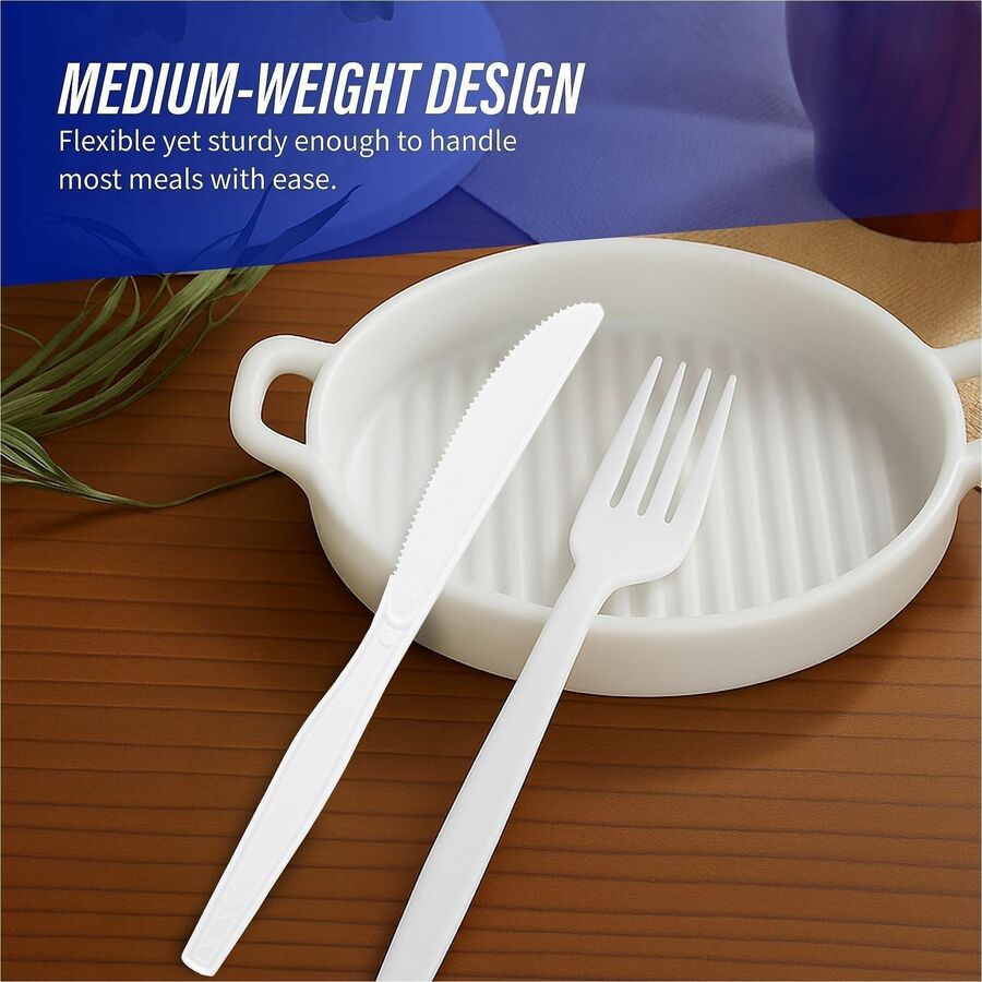 Genuine Joe Heavyweight Disposable Knives - 100/Box - Disposable - White