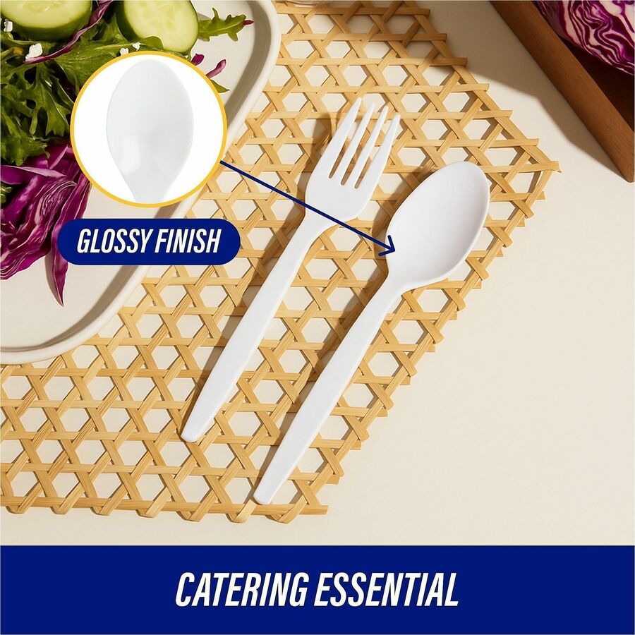 Genuine Joe Heavyweight Disposable Spoons - 100/Box - Disposable - White