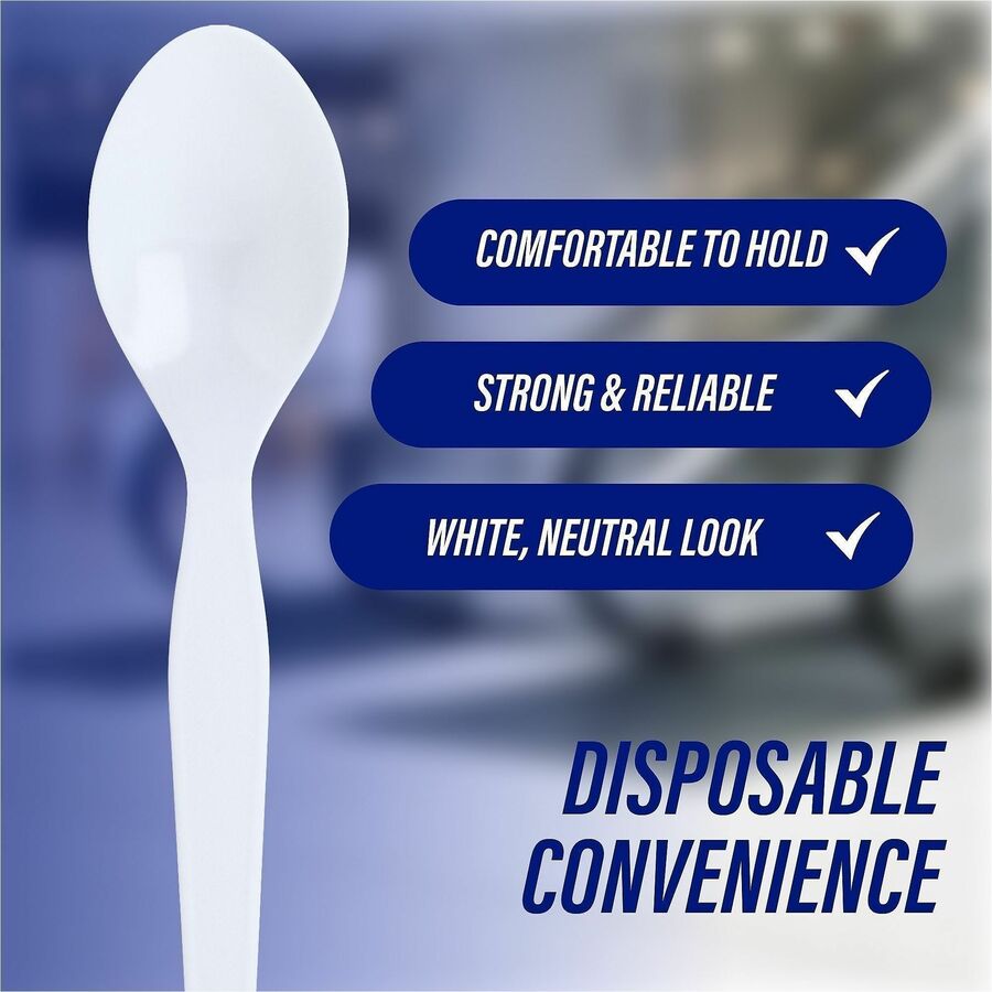 Genuine Joe Heavyweight Disposable Spoons - 100/Box - Disposable - White