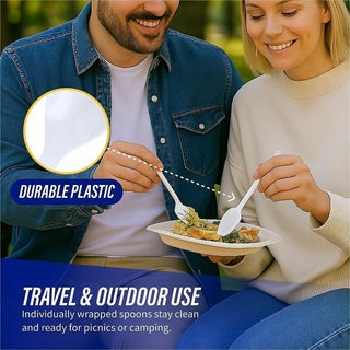 Genuine Joe Heavyweight Disposable Spoons - 100/Box - Disposable - White