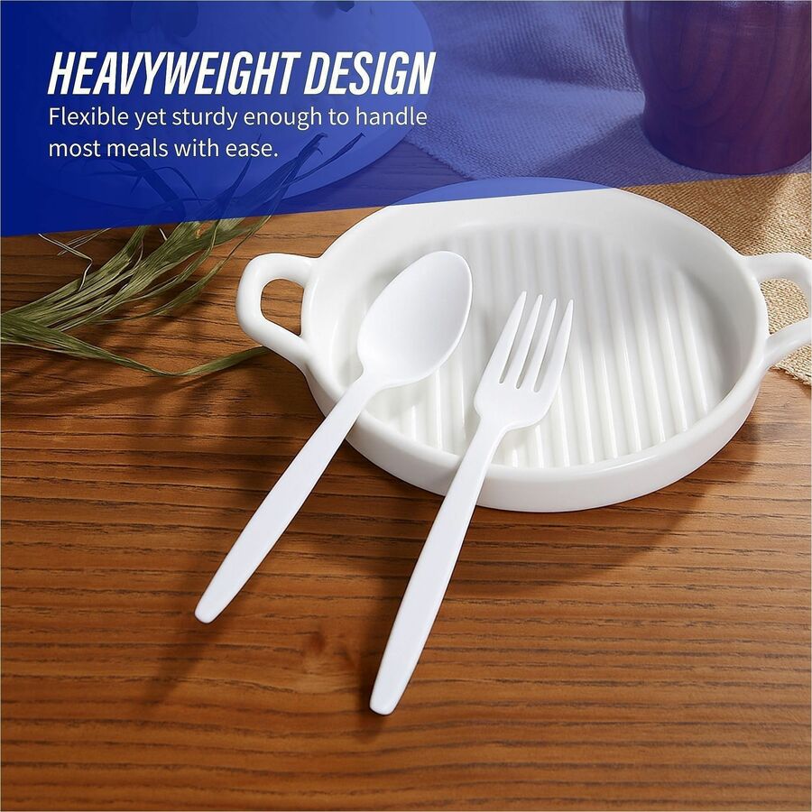 Genuine Joe Heavyweight Disposable Spoons - 100/Box - Disposable - White