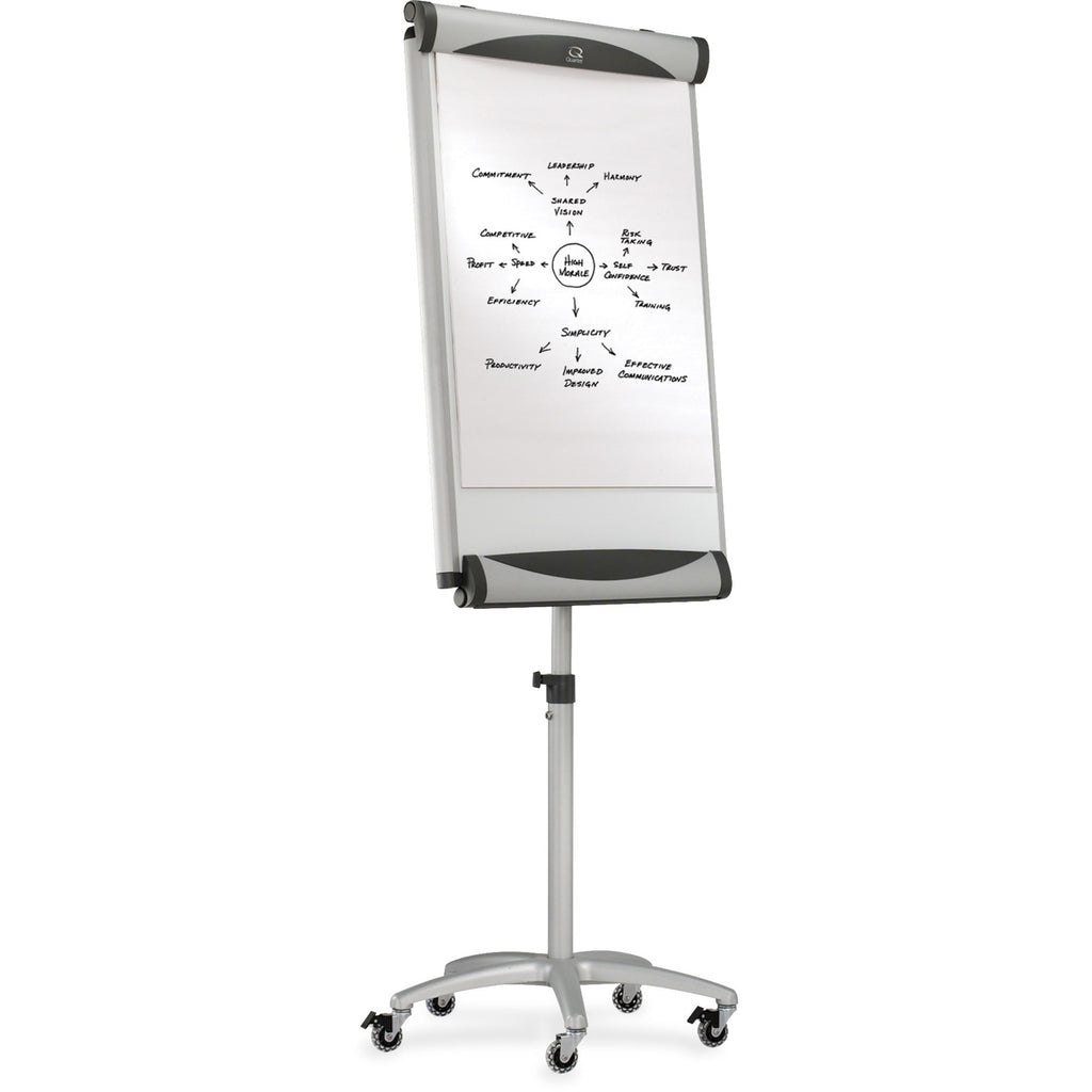 Quartet Euro Premium Mobile Magnetic Easel - 27" (2.2 ft) Width x 41" (3.4 ft) Height - White Porcelain Surface - Silver Aluminum Frame - Magnetic - 1 Each