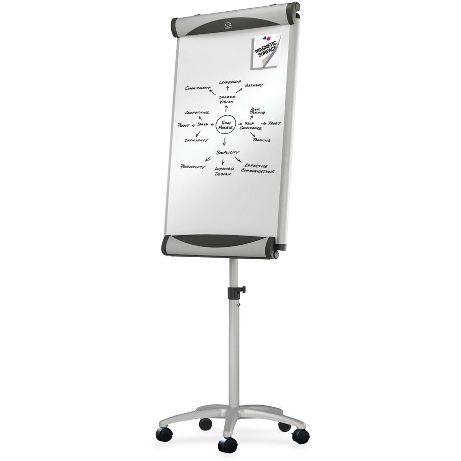 Quartet Euro Premium Mobile Magnetic Easel - 27" (2.2 ft) Width x 41" (3.4 ft) Height - White Porcelain Surface - Silver Aluminum Frame - Magnetic - 1 Each