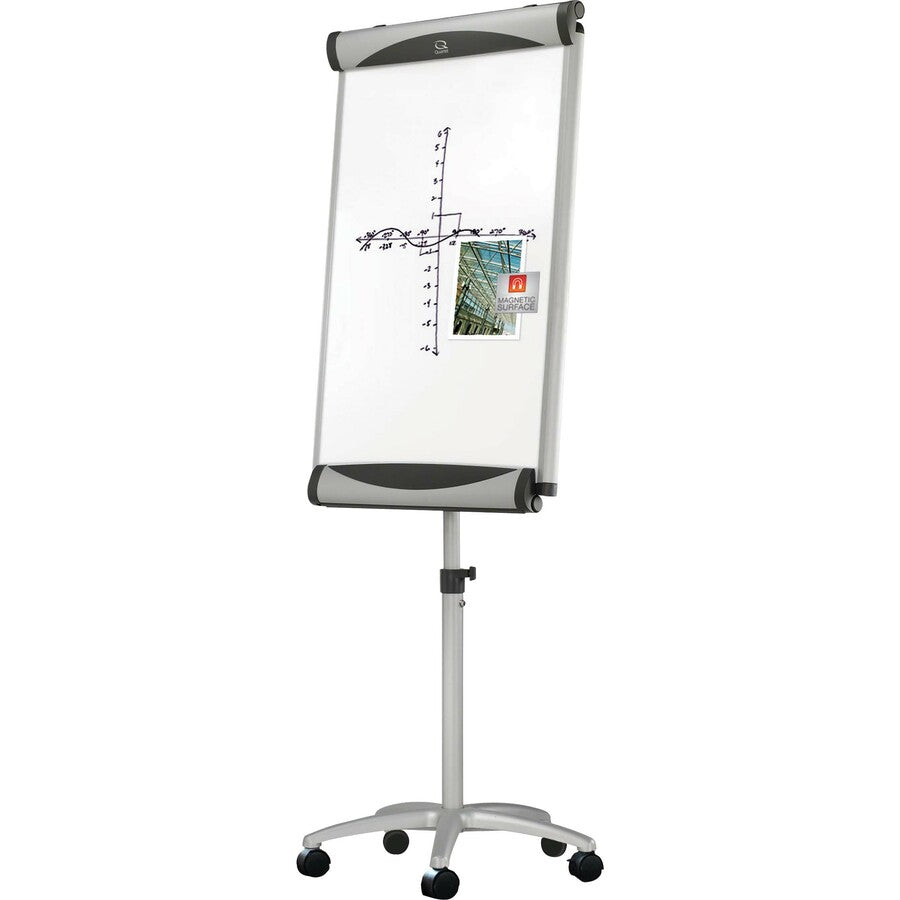 Quartet Euro Premium Mobile Magnetic Easel - 27" (2.2 ft) Width x 41" (3.4 ft) Height - White Porcelain Surface - Silver Aluminum Frame - Magnetic - 1 Each