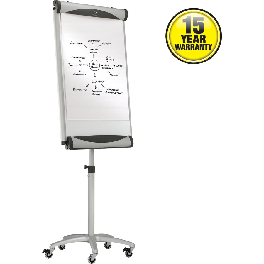 Quartet Euro Premium Mobile Magnetic Easel - 27" (2.2 ft) Width x 41" (3.4 ft) Height - White Porcelain Surface - Silver Aluminum Frame - Magnetic - 1 Each