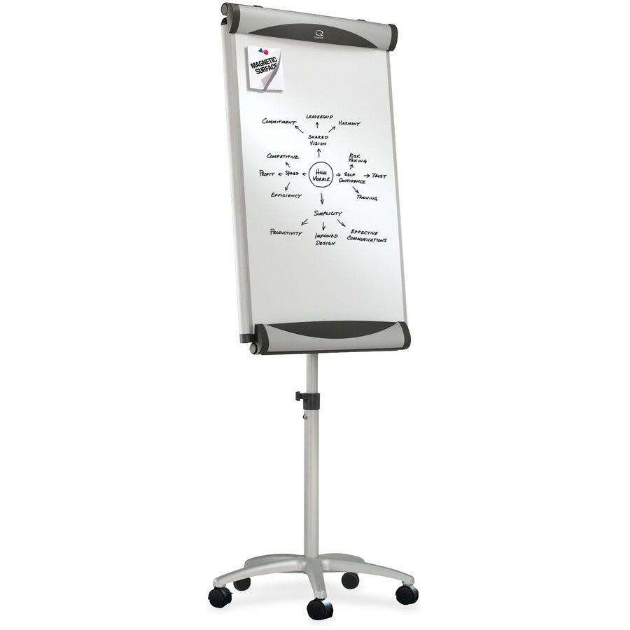Quartet Euro Premium Mobile Magnetic Easel - 27" (2.2 ft) Width x 41" (3.4 ft) Height - White Porcelain Surface - Silver Aluminum Frame - Magnetic - 1 Each