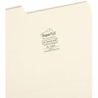 SuperTab Top Tab File Folders, 1/3-Cut Tabs: Assorted, Letter Size, 0.75" Expansion, 11-pt Manila, 100/Box