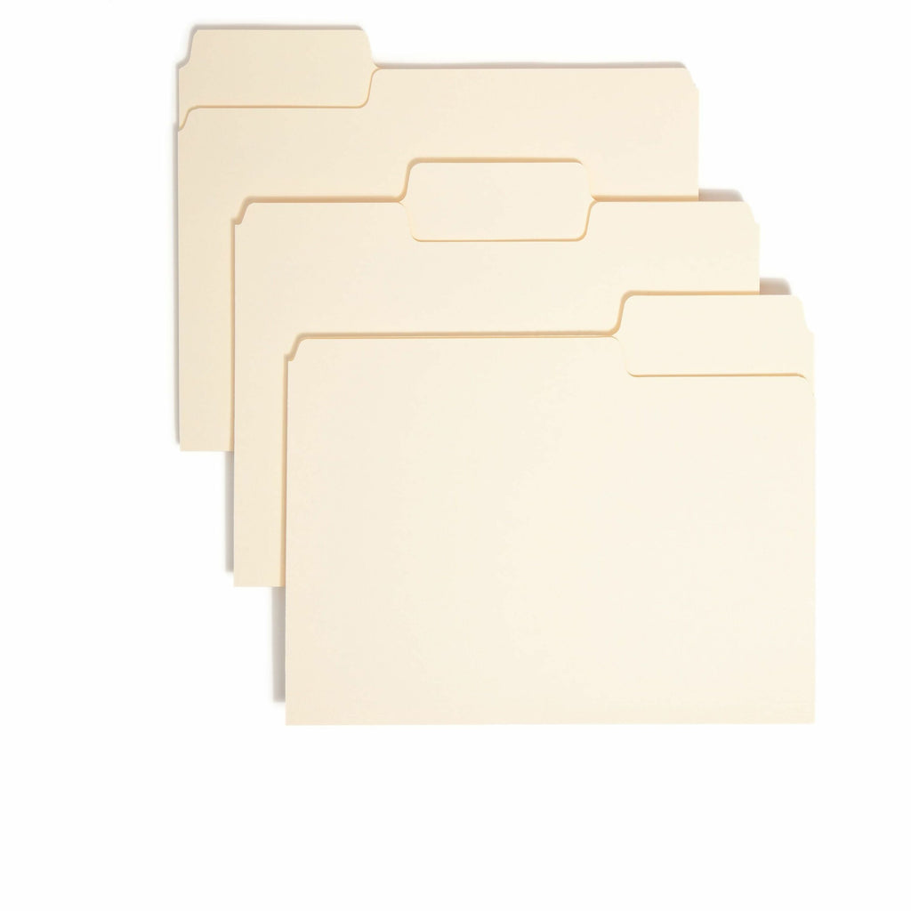 SuperTab Top Tab File Folders, 1/3-Cut Tabs: Assorted, Letter Size, 0.75" Expansion, 11-pt Manila, 100/Box