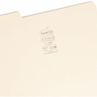 SuperTab Reinforced Guide Height Top Tab Folders, 1/3-Cut Tabs: Assorted, Legal Size, 0.75" Expansion, Manila, 100/Box