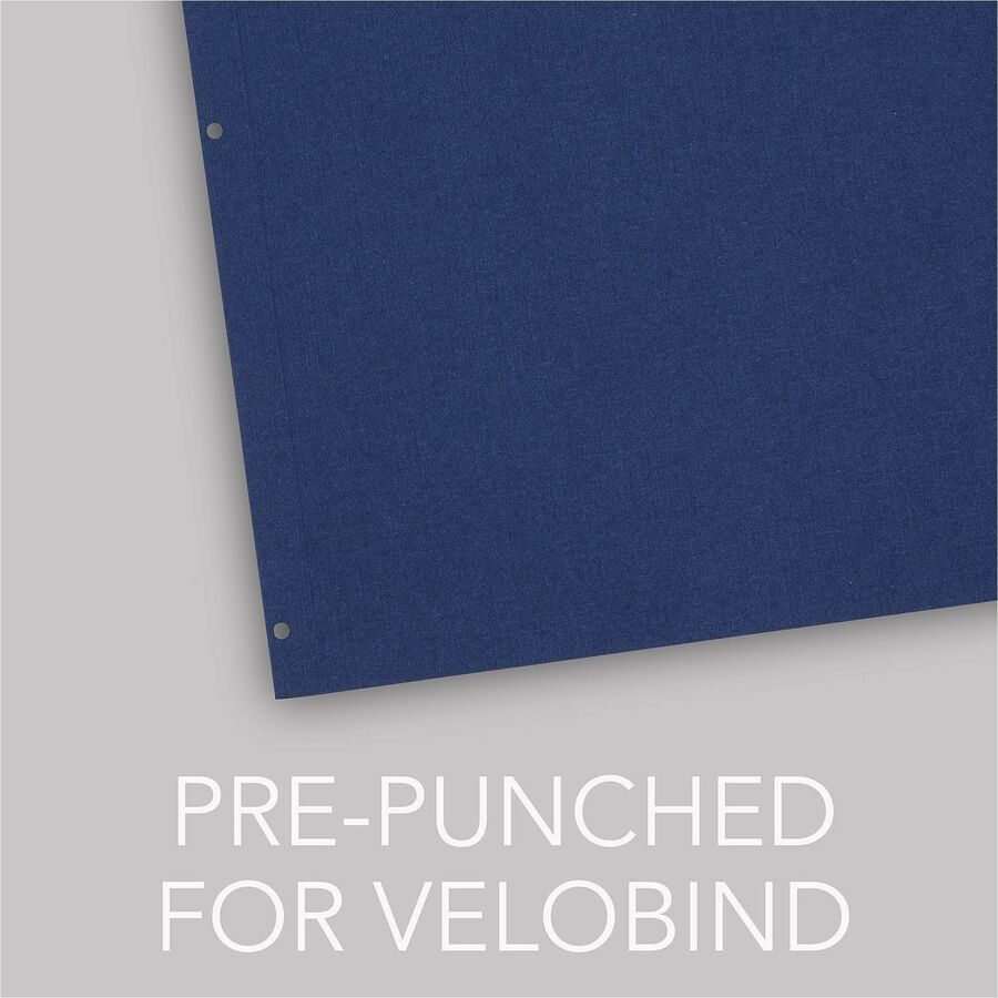 Linen Textured Standard Presentation Covers for Binding Systems, Navy, 11.25 x 8.75, Unpunched, 50/Pack