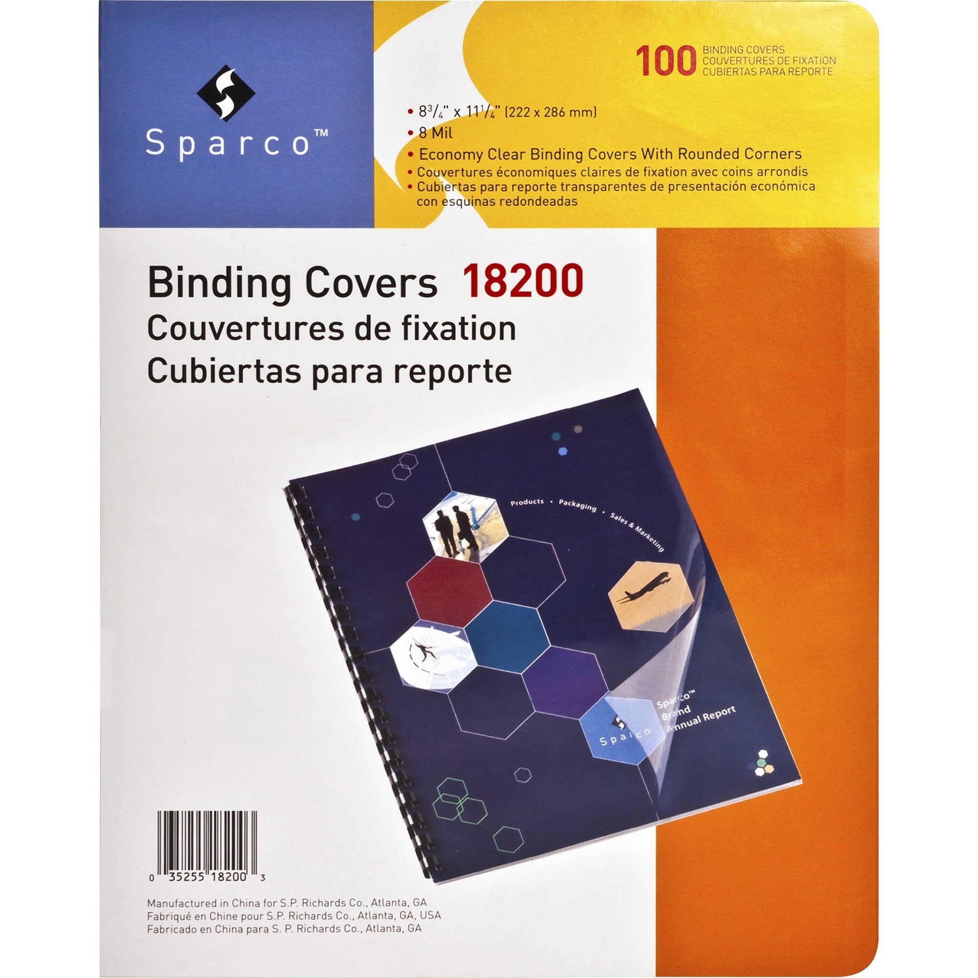 Sparco Presentation Cover - 8 3/4" x 11 1/4" - Plastic - Clear - 100 / Pack - 