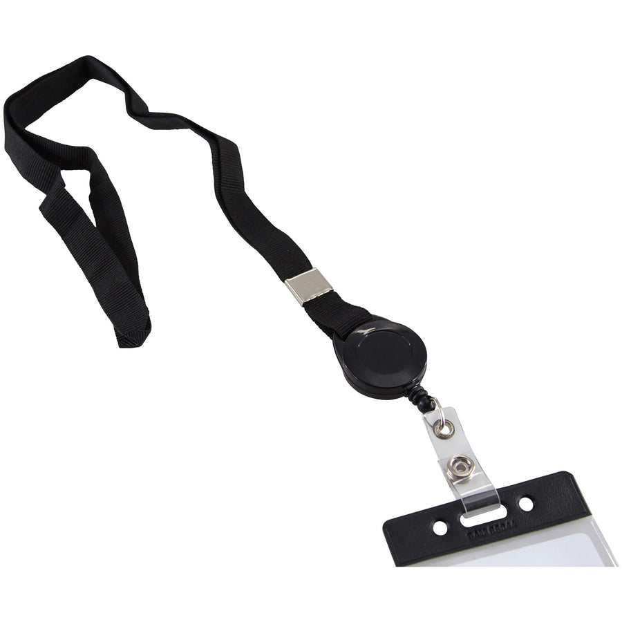 SICURIX Lanyard Card Reel - 12 / Pack - 36" Length - Black - 